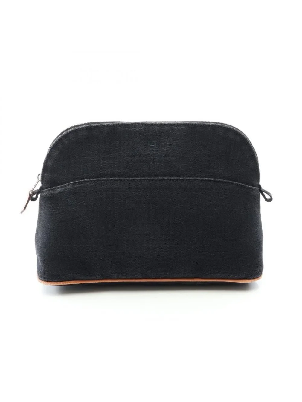 Hermes Pouch Bolide MM Black Canvas Leather